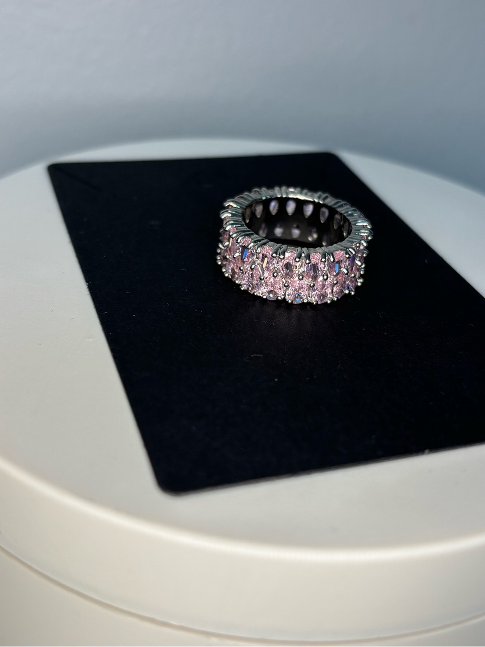 Pink Stone Eternity Band Ring - Picture 4 of 10